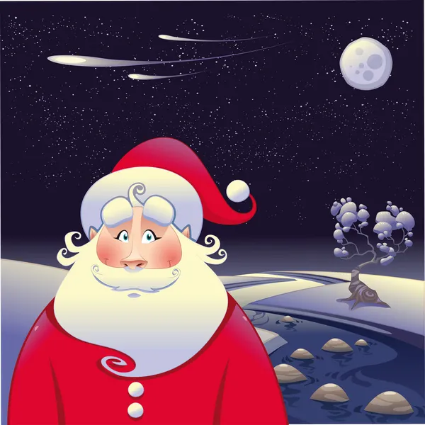 Santa Claus con paisaje . — Archivo Imágenes Vectoriales