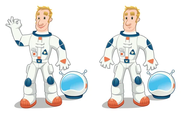 Astronauta in due pose . — Vettoriale Stock