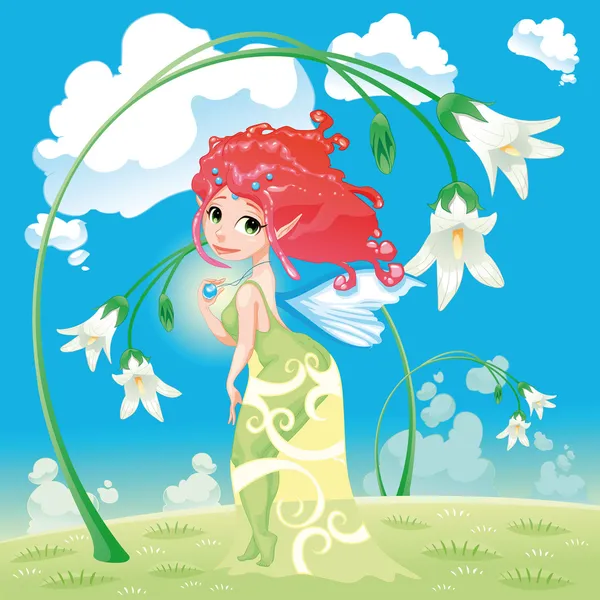 Fairy with flowers. — Stock Vector