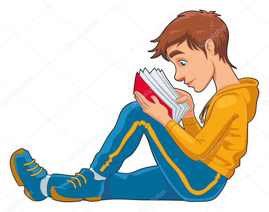 Reading student. — Stock Vector © ddraw #9840291