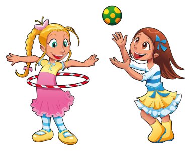 Two girls are playing. clipart