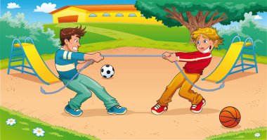 Tug of war with background. clipart