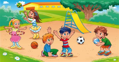 Kids in the playground clipart