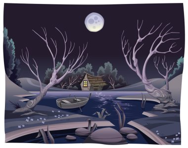 Pond in the night. clipart