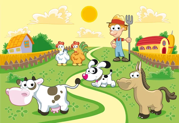 Çiftlik aile arka plan — Stok Vektör