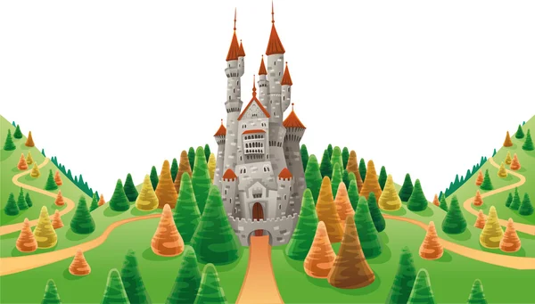 Château médiéval dans le pays . — Image vectorielle