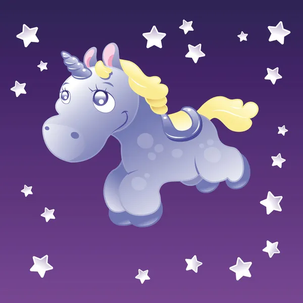 Little Unicorn in the sky — Stock Vector