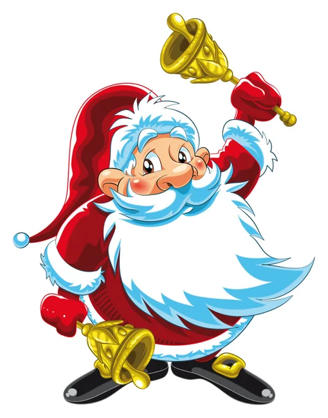 Санта-Клаус играет в колокольчики — стоковый вектор