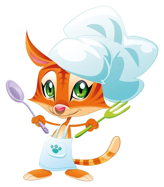 Cocinar gato . — Vector de stock