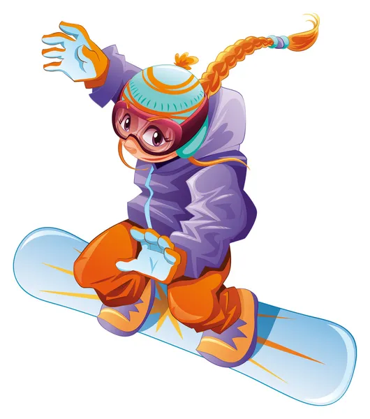 Jonge snowboarder meisje. — Stockvector