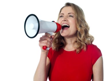 Gorgeous female with megaphone clipart