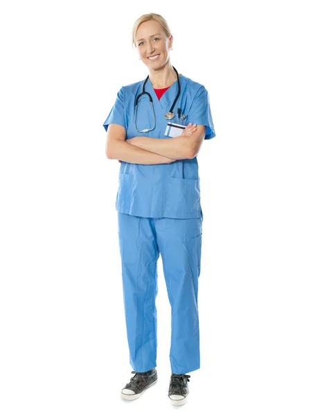 Aged medical professional with stethoscope — Stock Photo, Image