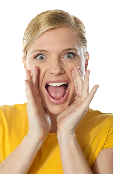 Excited cute girl in front of camera — Stock Photo, Image