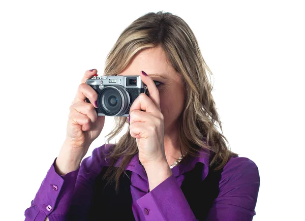 Beautiful lady taking pictures — Stock Photo, Image