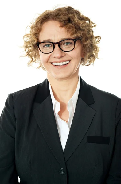 Cropped image of a curly haired business lady — Stock Photo, Image