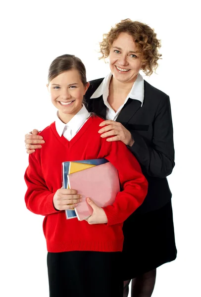 Učitel s její student, pózuje — Stock fotografie
