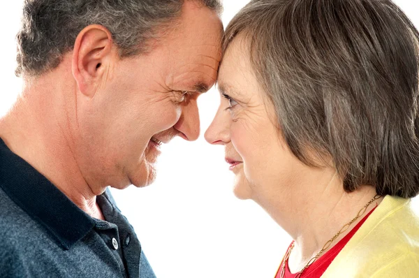 Elderly romantic couple, closeup shot — Stock Photo, Image
