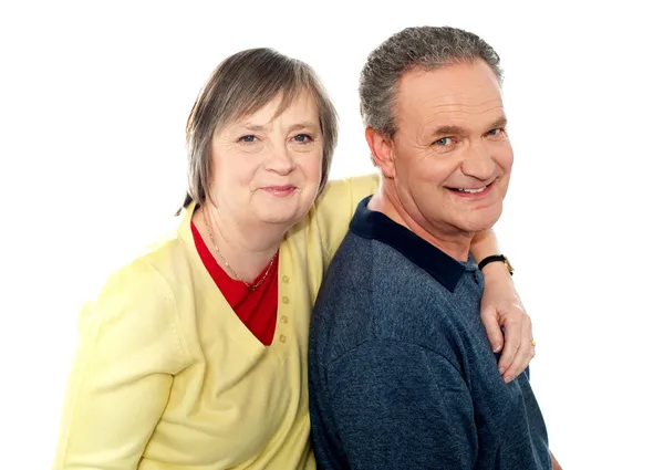 Closeup portrait of loving elderly couple — Stock Photo, Image