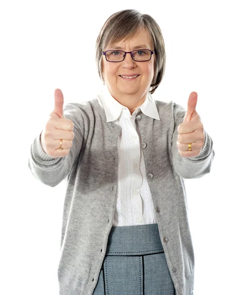 Woman with double thumbs-up — Stock Photo, Image