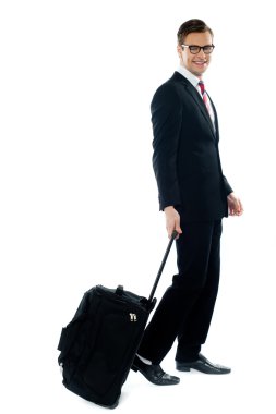 Corporate person leaving for business meeting clipart