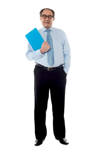 Corporate businessman holding document — Stock Photo, Image