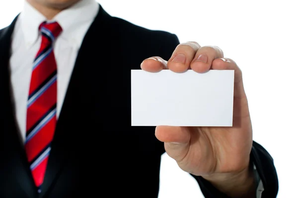 Closeup shot of a man showing business card — Stock Photo, Image