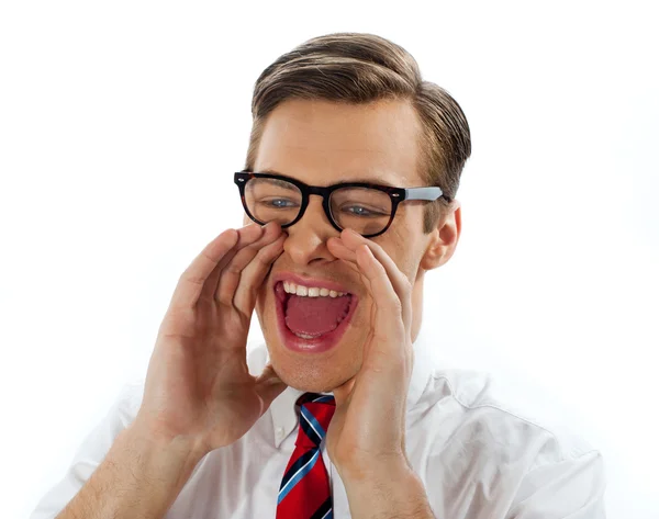 Close view of excited businessman — Stock Photo, Image