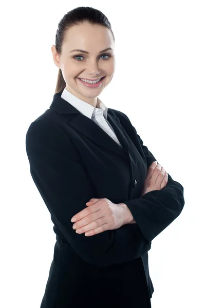 Vállalati hölgy, mosolyogva portriat — Stock Fotó