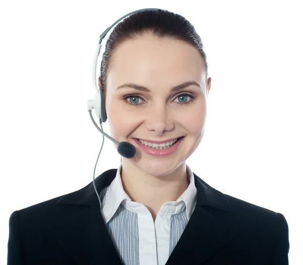 Closeup shot of call center female executive — Stock Photo, Image