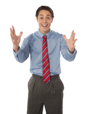 Excited male executive posing clipart