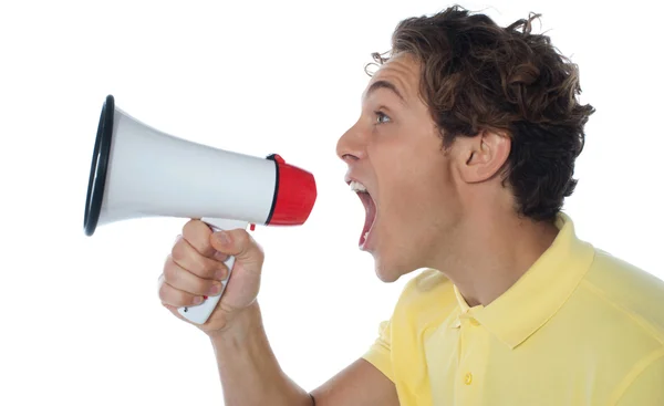 Young man with megaphone Royalty Free Stock Photos