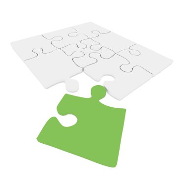 Green - white puzzle concept clipart