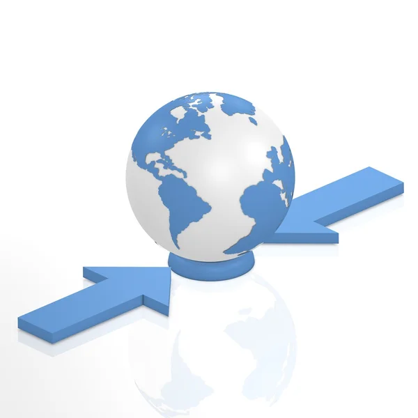 stock image Blue earth with two arrows