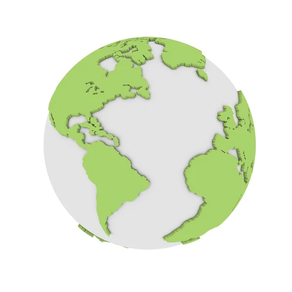 3 つの次元の緑の地球 — ストック写真