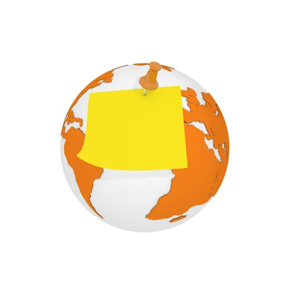 Orange jorden med post-it koncept — Stockfoto