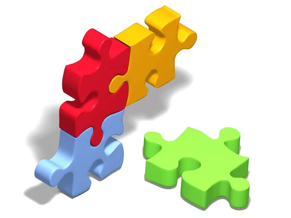 One puzzle piece out of group — Stock Photo, Image