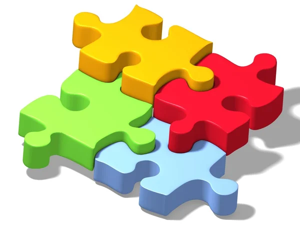 Puzzle four color — Stock Photo, Image