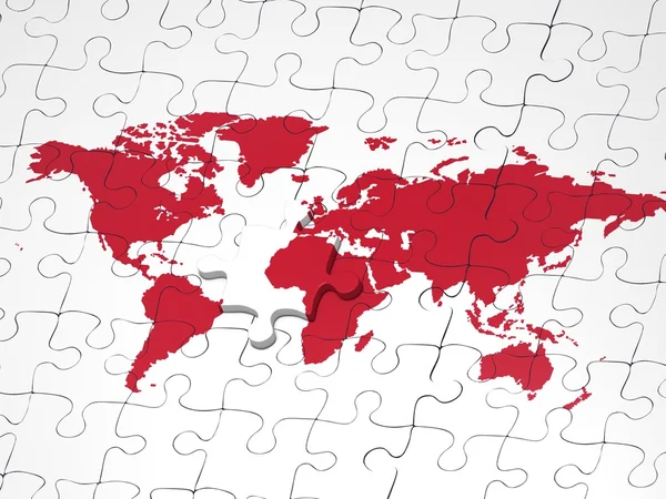 Red puzzle earth map concept — Stock Photo, Image