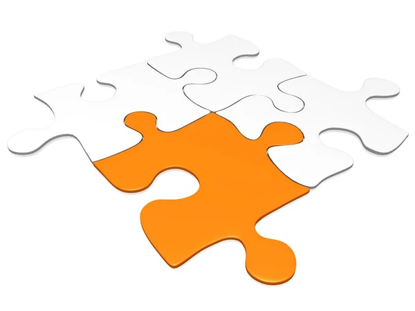 Pezzo puzzle arancione in gruppo — Foto Stock