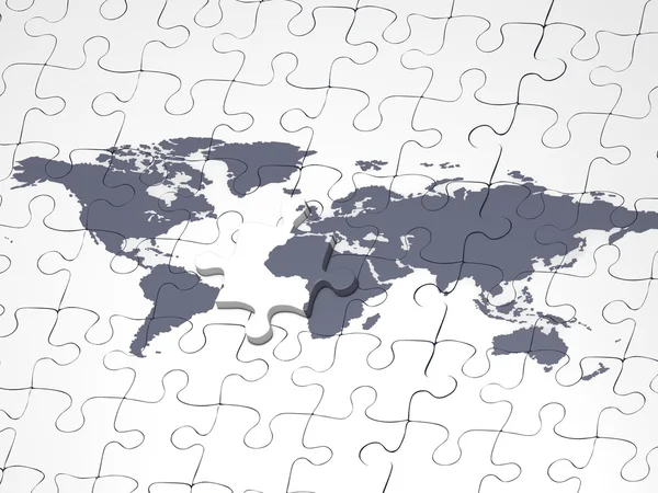 Modrý puzzle země mapa koncepce — Stock fotografie