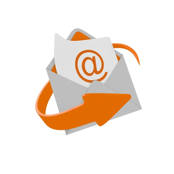 주황색 화살표와 봉투 메일 — 스톡 사진