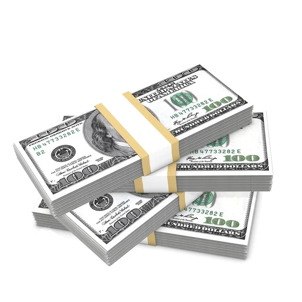 100 bills stack of dollars — Stock Photo, Image