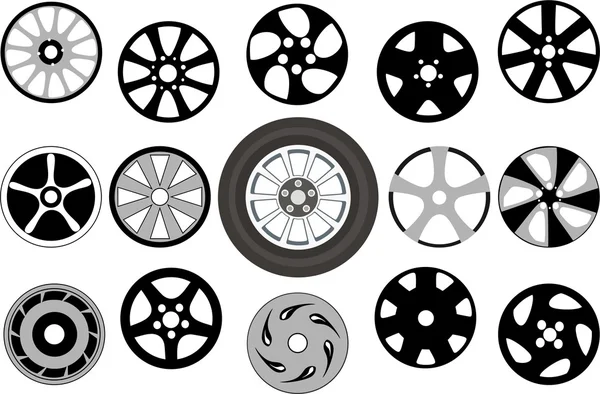 Disques de roues et de roues — Image vectorielle
