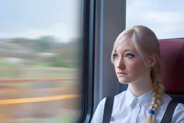 stock image Businesswoman in train