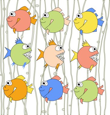 arka plan ile renkli balıklar