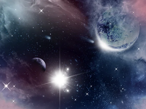 Universe with planet and stars — Stock Photo, Image