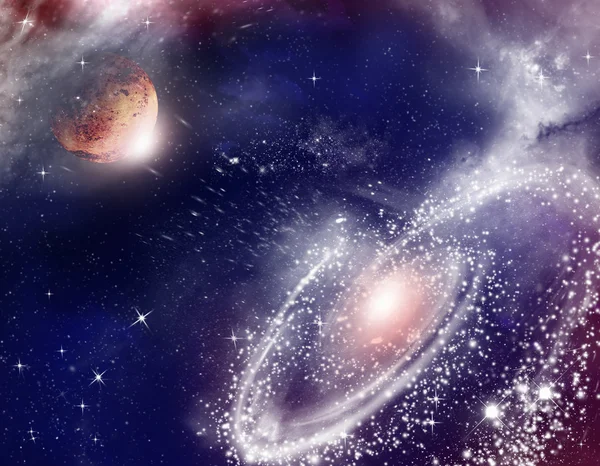 Universum med planet och stjärnor — Stockfoto