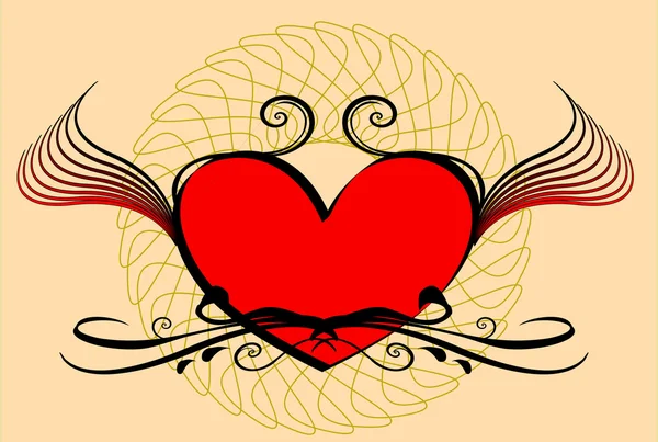 Coeur avec des éléments floraux — Image vectorielle