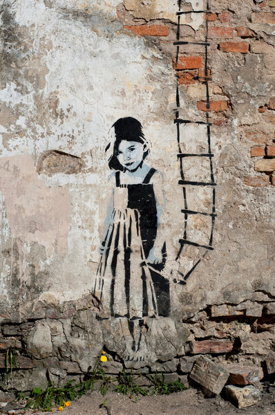 Little Girl with a ladder in her hand