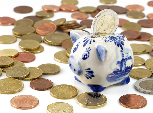 stock image Piggy bank with euros